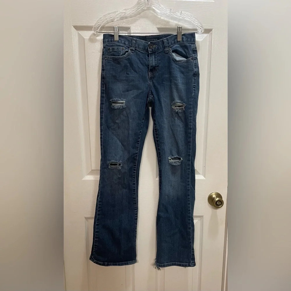Calvin Klein Womens Flare Fit Distressed Jeans Size 27